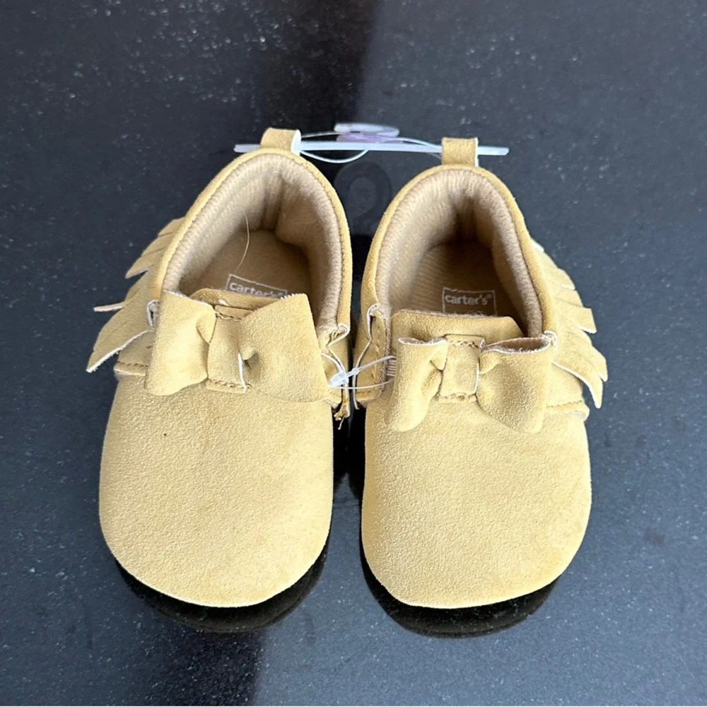 Carter's Light Brown Moccasins with Bow